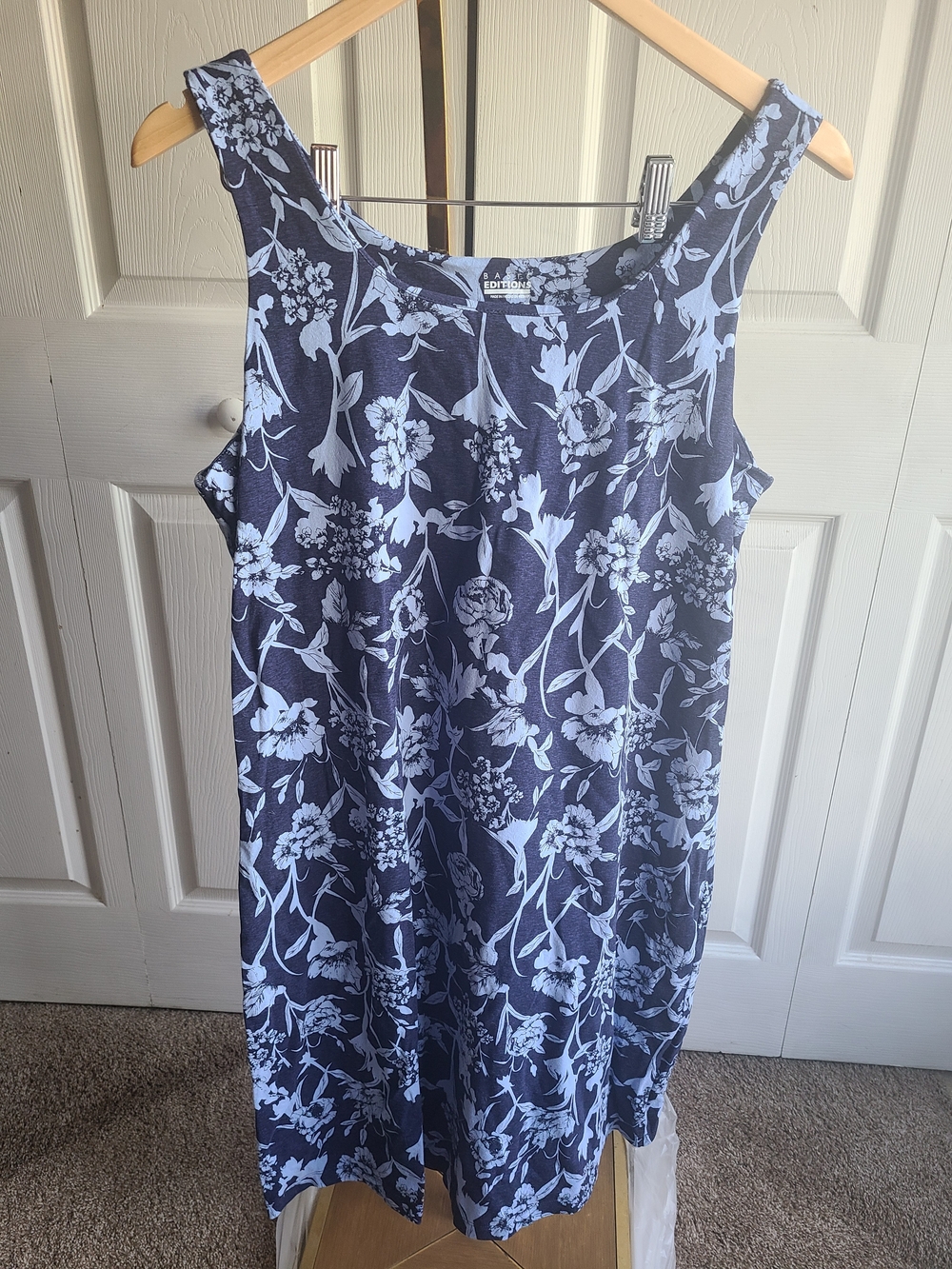 Basic Editions Navy Blue and White Floral Midi Dress